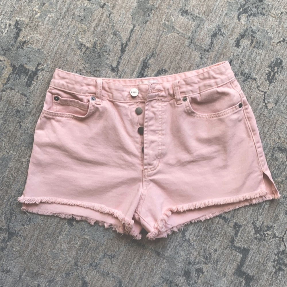Amuse Society Shoreline Denim Shorts in Pink